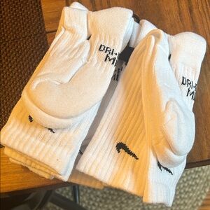 Nike White Crew Athletic Socks with Black Swoosh - Pack